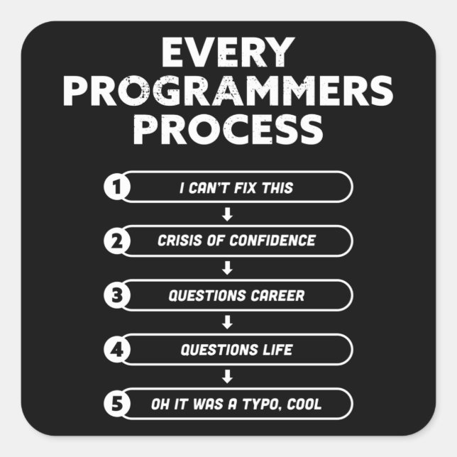 Every Programmers Process - Funny Gift Square Sticker (Front)
