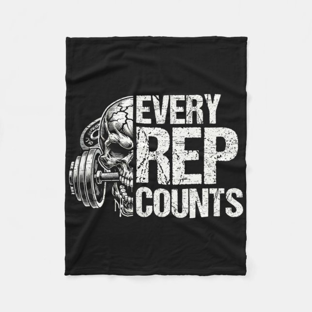 Every Rep Counts Weightlifter Bodybuilding Bodybui Fleece Blanket (Front)