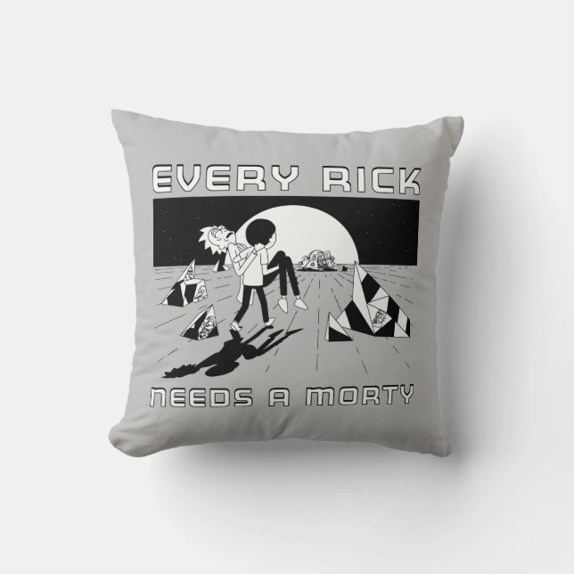Every Rick Needs A Morty Throw Pillow (Front)