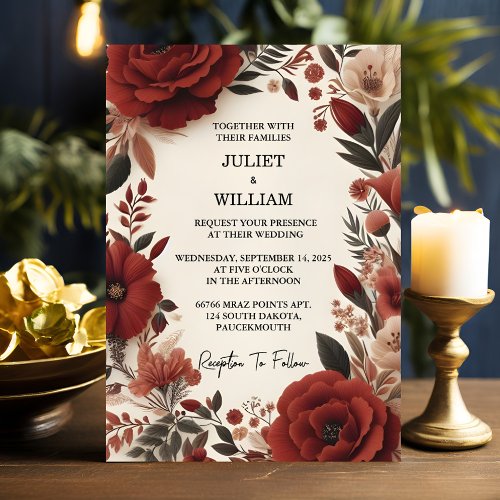 Every Rustic Fiesta Floral Rose Spanish Wedding Invitation