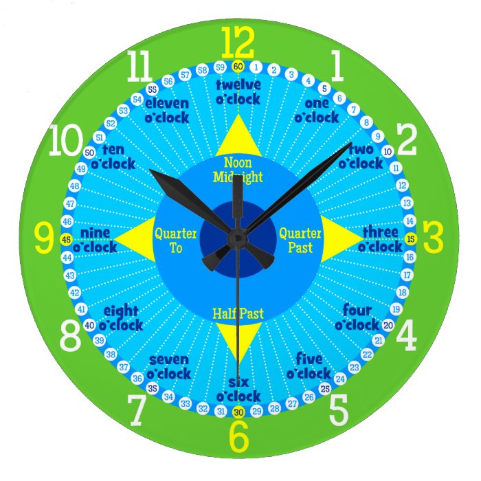 Every Second Counts   Blue & Green Learning Clock