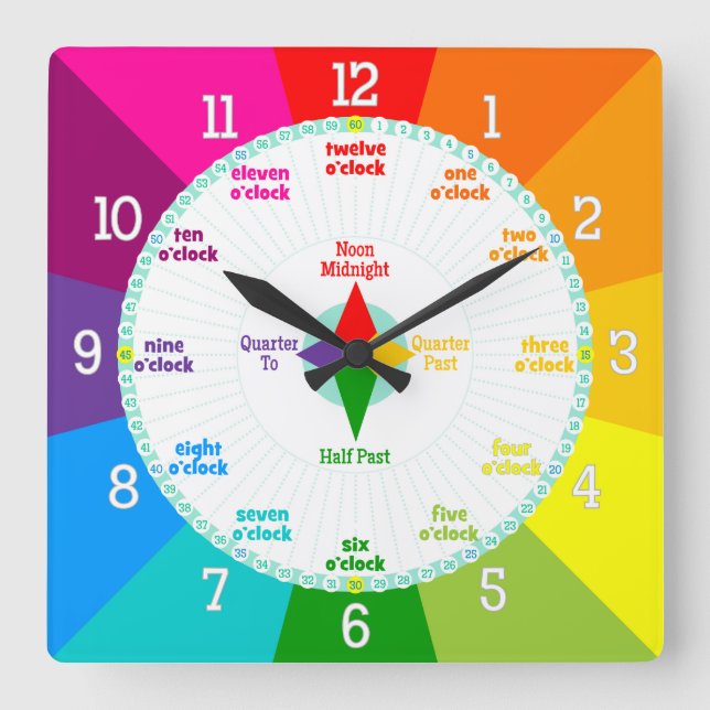 Every Second Counts Rainbow Colors Learning Clock (Front)