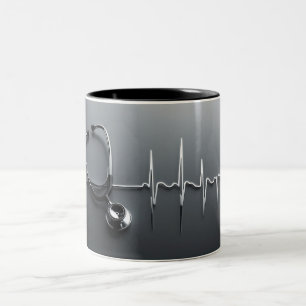 Every Sip Keeps the Heart Beating Two-Tone Coffee Mug