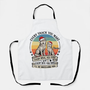 Every Snack You Make Dog Santa Hat Retro Sunset_1 Apron