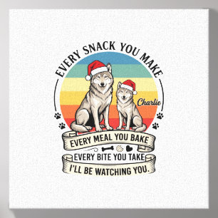 Every Snack You Make Dog Santa Hat Retro Sunset_1 Canvas Photo Tile