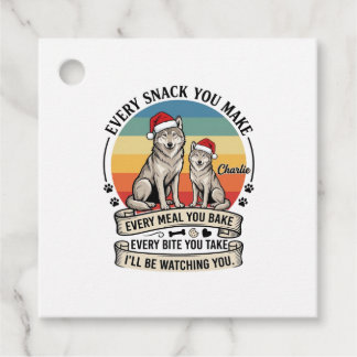 Every Snack You Make Dog Santa Hat Retro Sunset_1 Favor Tags