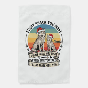 Every Snack You Make Dog Santa Hat Retro Sunset_1 Garden Flag