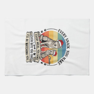 Every Snack You Make Dog Santa Hat Retro Sunset_1 Kitchen Towel