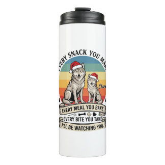 Every Snack You Make Dog Santa Hat Retro Sunset_1 Thermal Tumbler