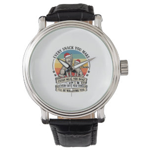 Every Snack You Make Dog Santa Hat Retro Sunset_1 Watch