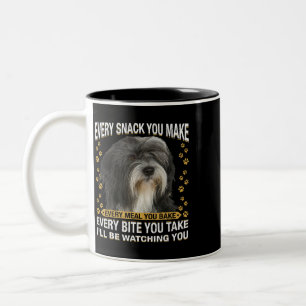 Every Snack You Make Funny Tibetan Terrier Dog Mom Two-Tone Coffee Mug