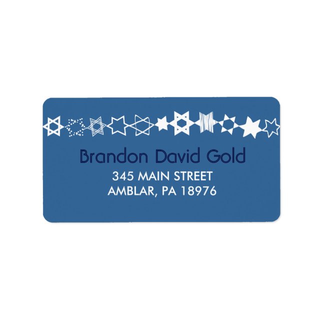 EVERY STAR IS UNIQUE Bar Bat Mitzvah Address Label (Front)