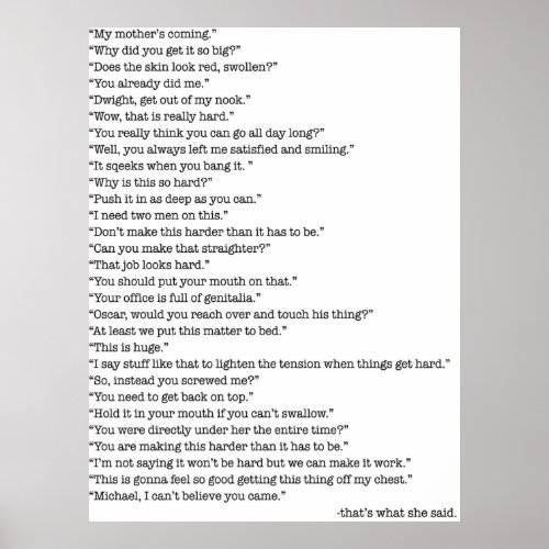 Every Thats What She Said From The Office Poster