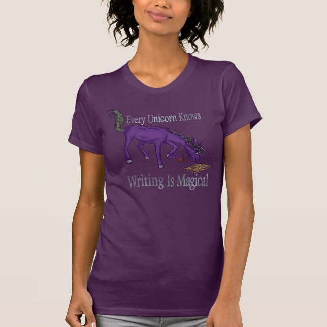 Every Unicorn Knows Writing Is Magical T-Shirt (Front)