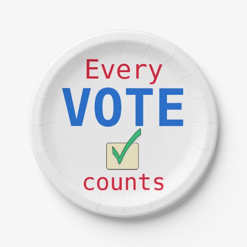 Every Vote Counts Campaign Election Voter Paper Plates