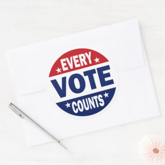 Every Vote Counts Classic Round Sticker | Zazzle