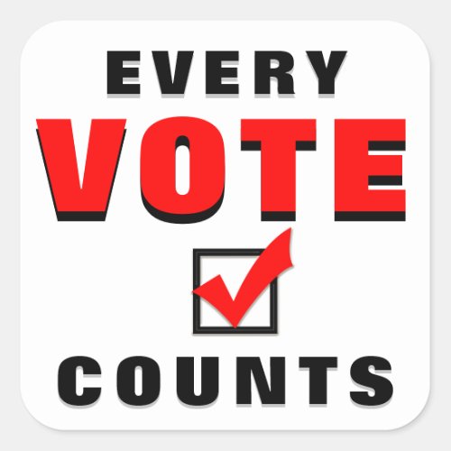 Every Vote Counts Square Sticker