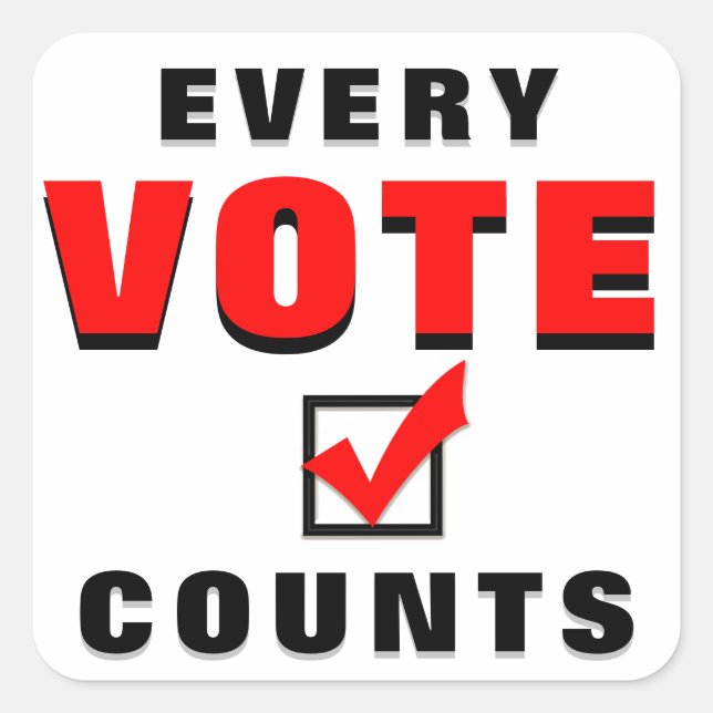 Every Vote Counts Square Sticker (Front)