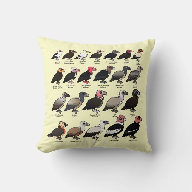 Every Vulture Throw Pillow (Front)