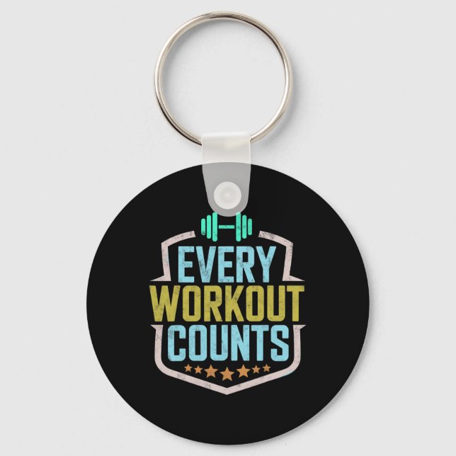 Every Workout Counts Funny Gym Sayings Motivated V Keychain (Front)