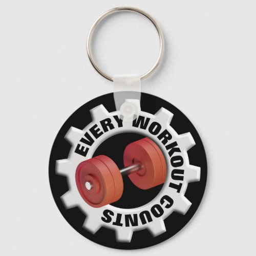 Every Workout Counts _ Red Dumbbells Keychain