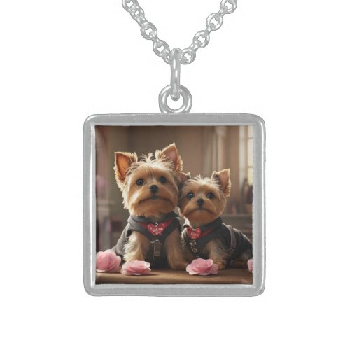 Every Yorkie is a natural_born heart_stealer  Sterling Silver Necklace