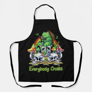 Everybody Croaks Frog Skull Mushroom Aesthetic Cot Apron