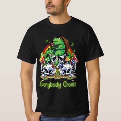 Everybody Croaks Frog Skull Mushroom Aesthetic Cot T_Shirt