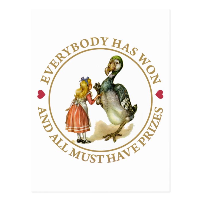 Everybody has won and all must have prizes post card