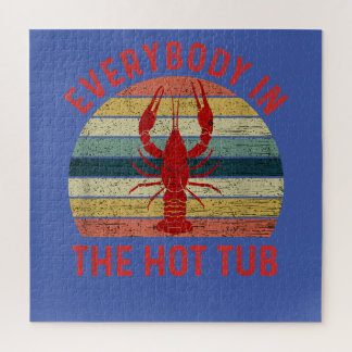 Everybody In  Hot Tub Funny Crawfish Crayfish Jigsaw Puzzle