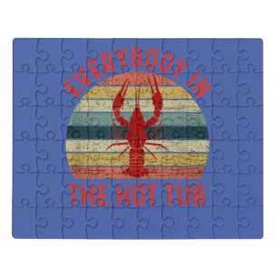 Everybody In Hot Tub Funny Crawfish Crayfish Jigsaw Puzzle