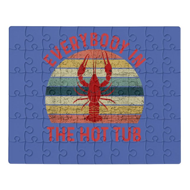 Everybody In  Hot Tub Funny Crawfish Crayfish Jigsaw Puzzle (Puzzle Horizontal)