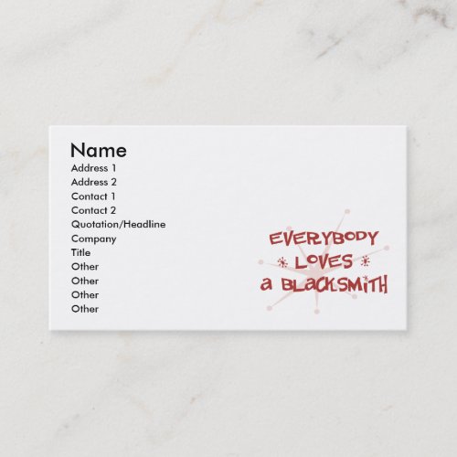 Everybody Loves A Blacksmith Business Card