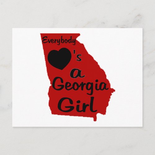 Everybody Loves a Georgia Girl Red and Black Postcard