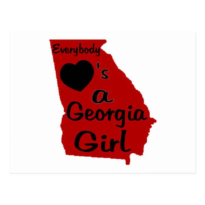 Everybody Loves a Georgia Girl Red and Black Postcard