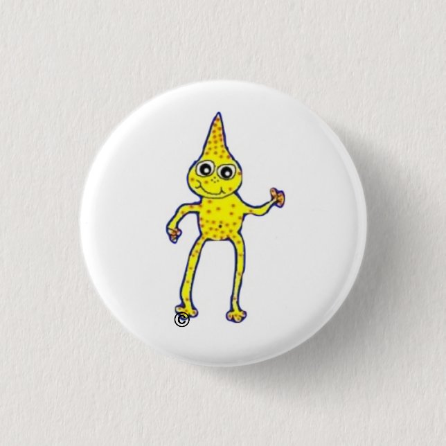 Everybody loves friendly aliens! pinback button (Front)