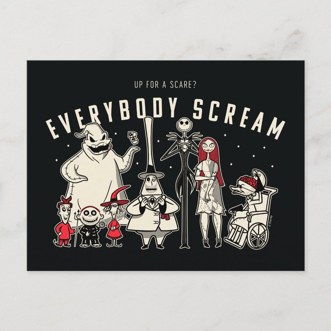 Everybody Scream - Halloween Town Group Postcard
