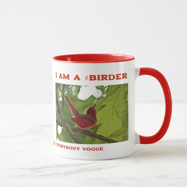 Everybody Vogue Juvenile Summer Tanager Birder Mug (Right)