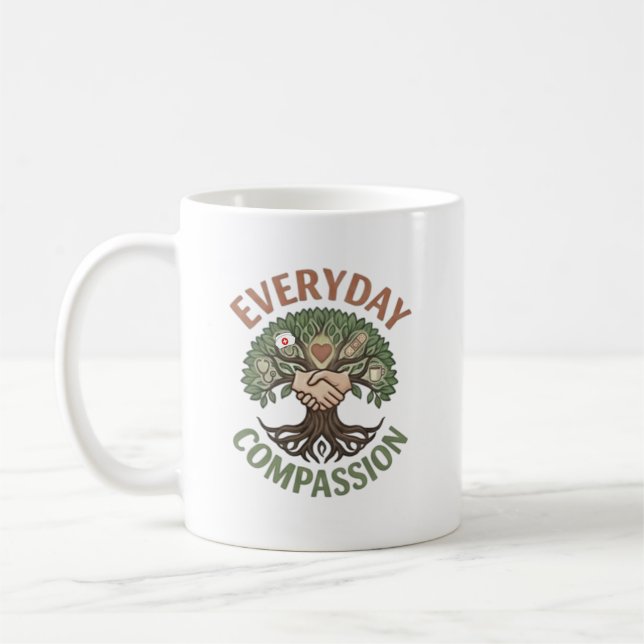 Everyday Compassion Nurse Illustration Coffee Mug (Left)