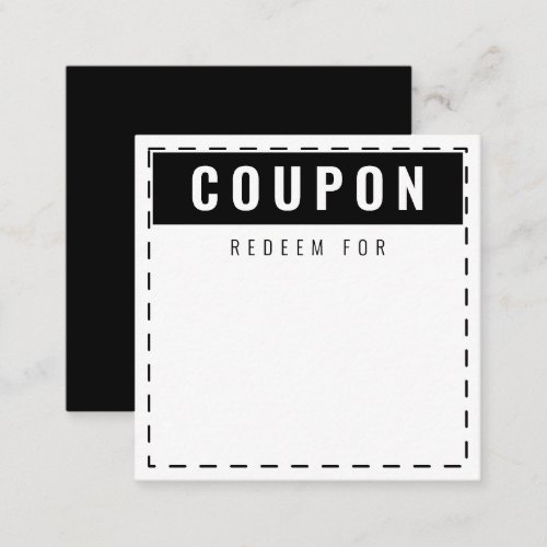 Everyday Coupons  Blank Classic Black Note Card