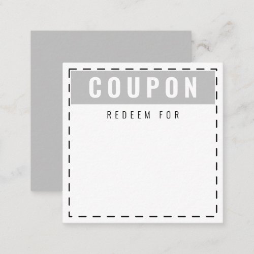 Everyday Coupons  Blank Light Gray Note Card