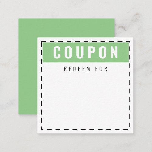 Everyday Coupons  Blank Sage Green Note Card