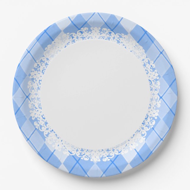 Everyday_Dinner_Paper-Plates(c)Lace-Blue_Argyle Paper Plates (Front)