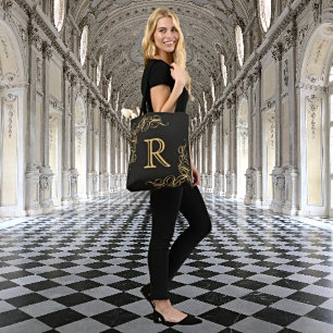 Everyday Elegance: Personalized Gold Monogram Tote Bag