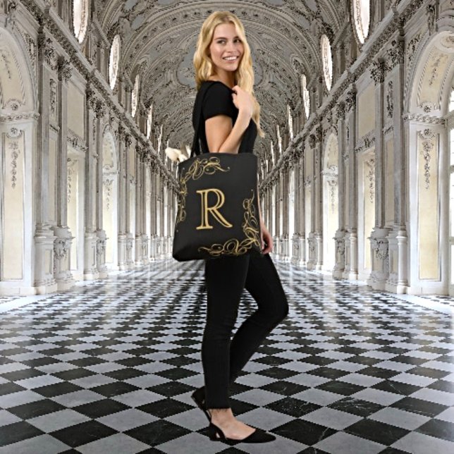 Everyday Elegance: Personalized Gold Monogram Tote Bag (Creator Uploaded)