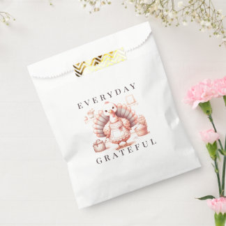 Everyday Grateful Custom Fall Turkey Thanksgiving Favor Bag