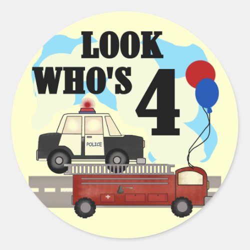 Everyday Heroes 4th Birthday Classic Round Sticker