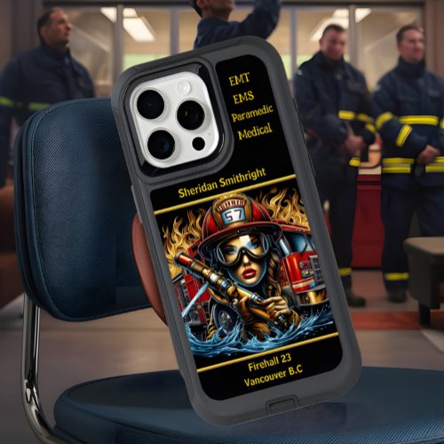 Everyday Heroes Female Firefighter Holding Hose iPhone 15 Pro Max Case