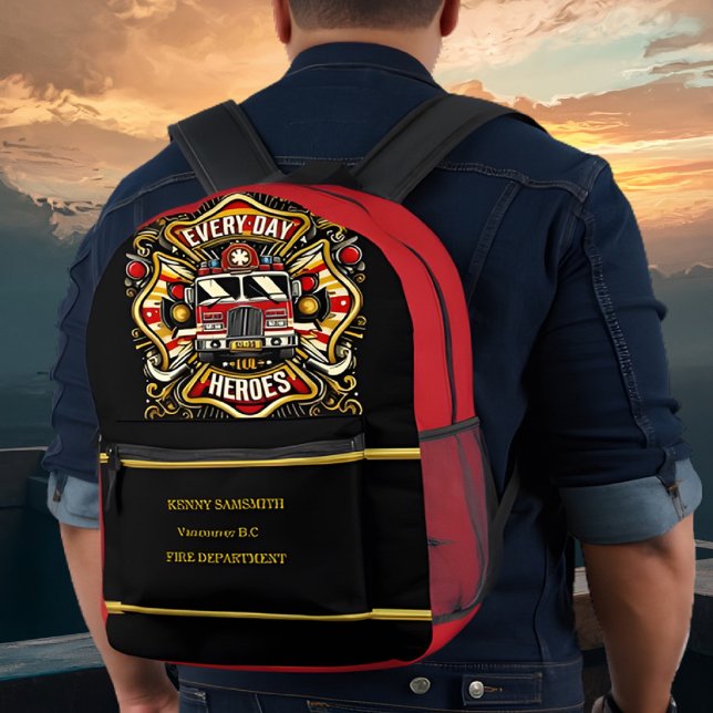Everyday Heroes Fire Truck Hero Printed Backpack (Creator Uploaded)