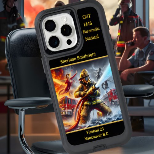 Everyday Heroes Firefighter Battling Blazes iPhone 15 Pro Max Case